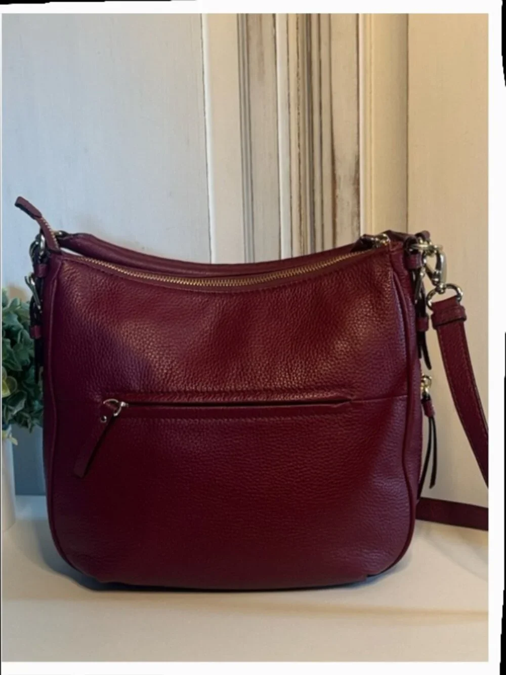 kate spade Pebbled Leather Shoulder Bag in Wine